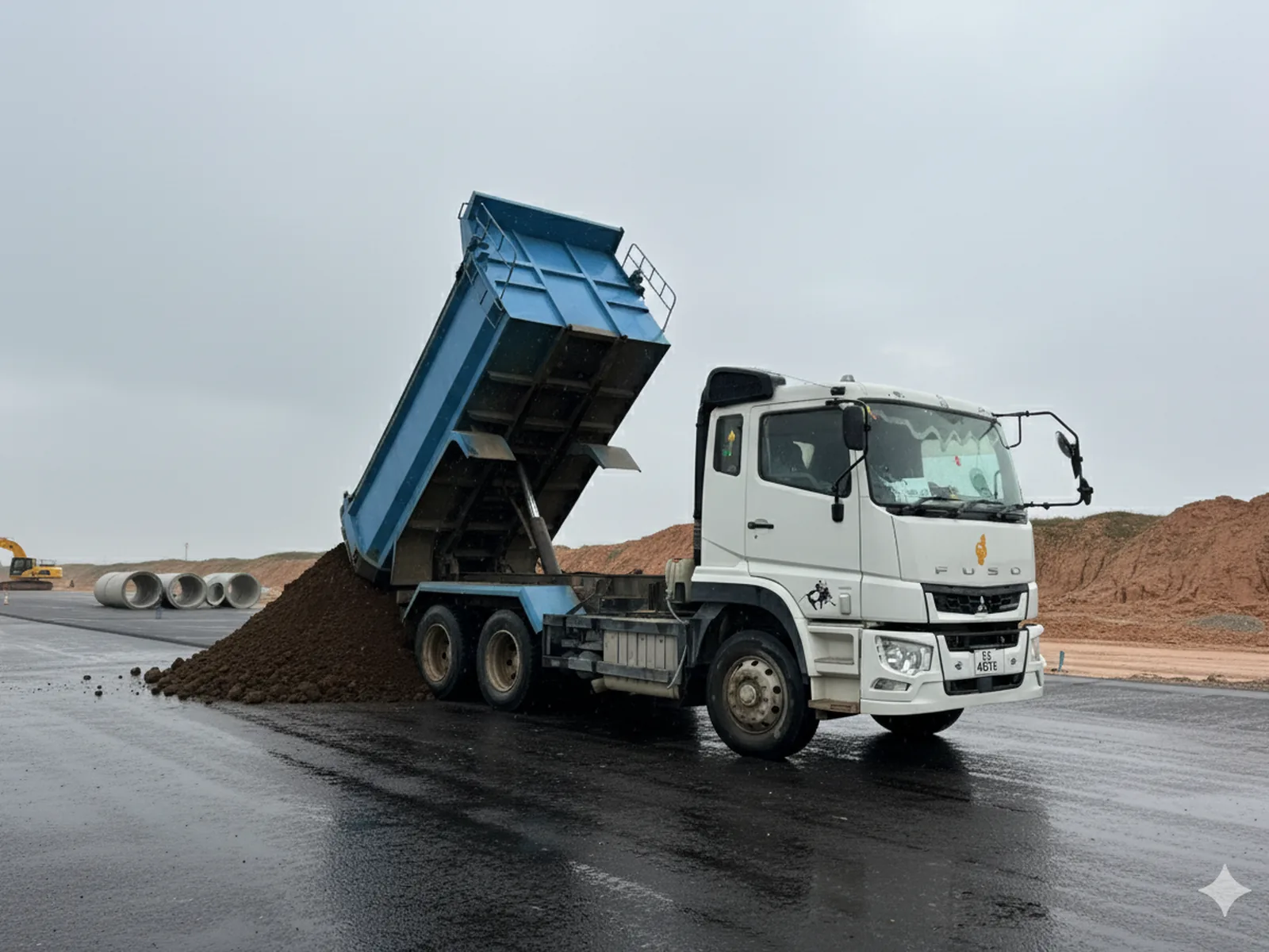 Low loader hauling equipment